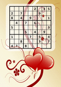 Sudoku romantique avec c&oelig;urs en fleurs